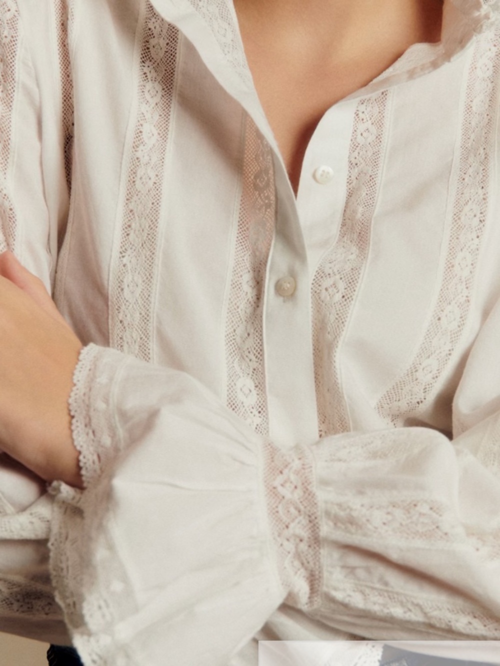 Sezane Lise Shirt Ecru - Size 4 - Picture 3 of 9